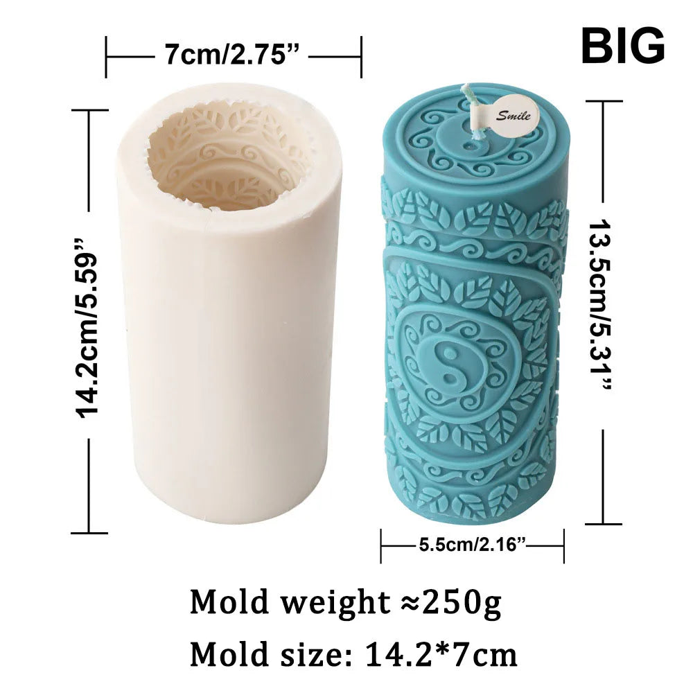 Cylinderical Relief Pattern Candle Mold Silicone