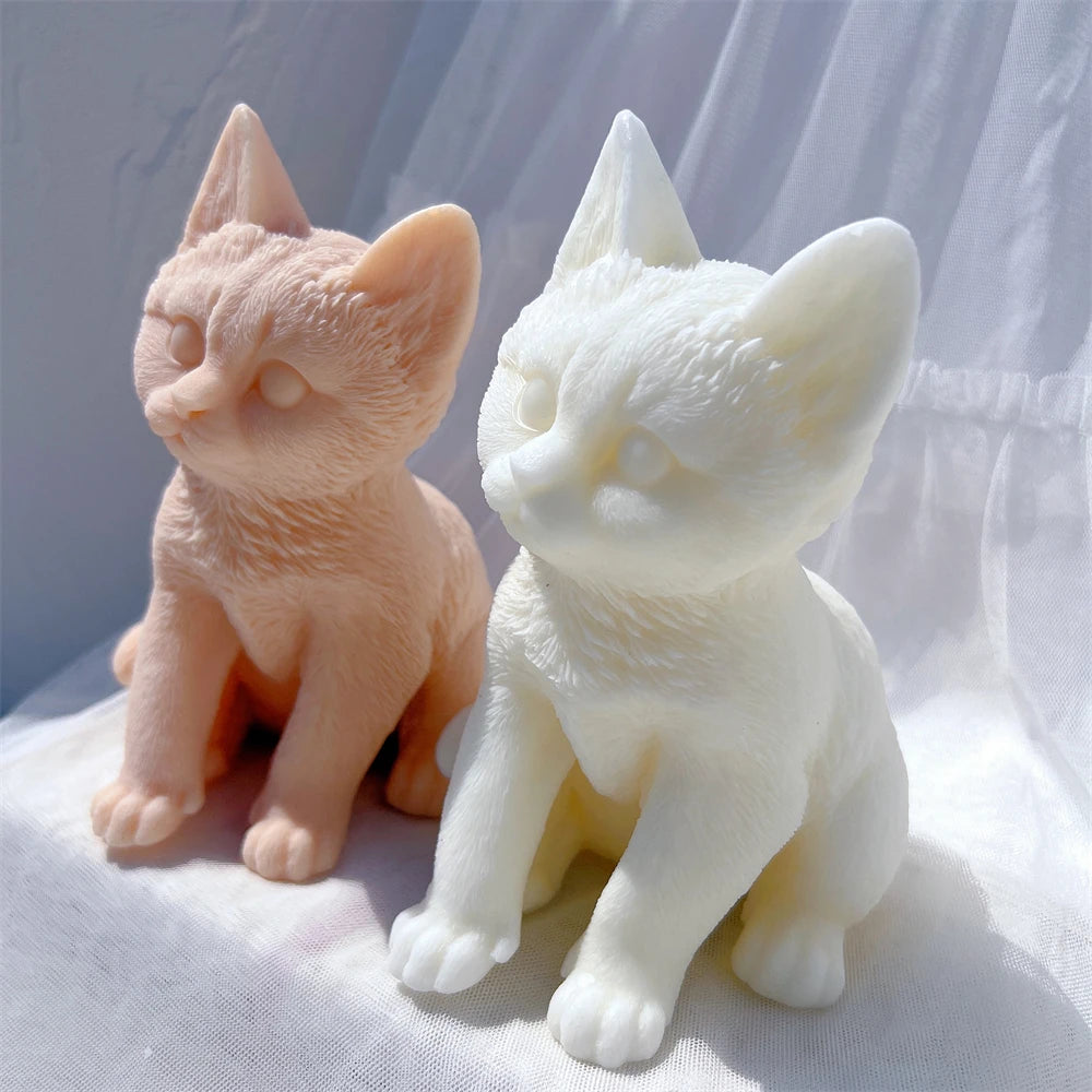 Sitting Tabby Cat Candle Silicone Mold