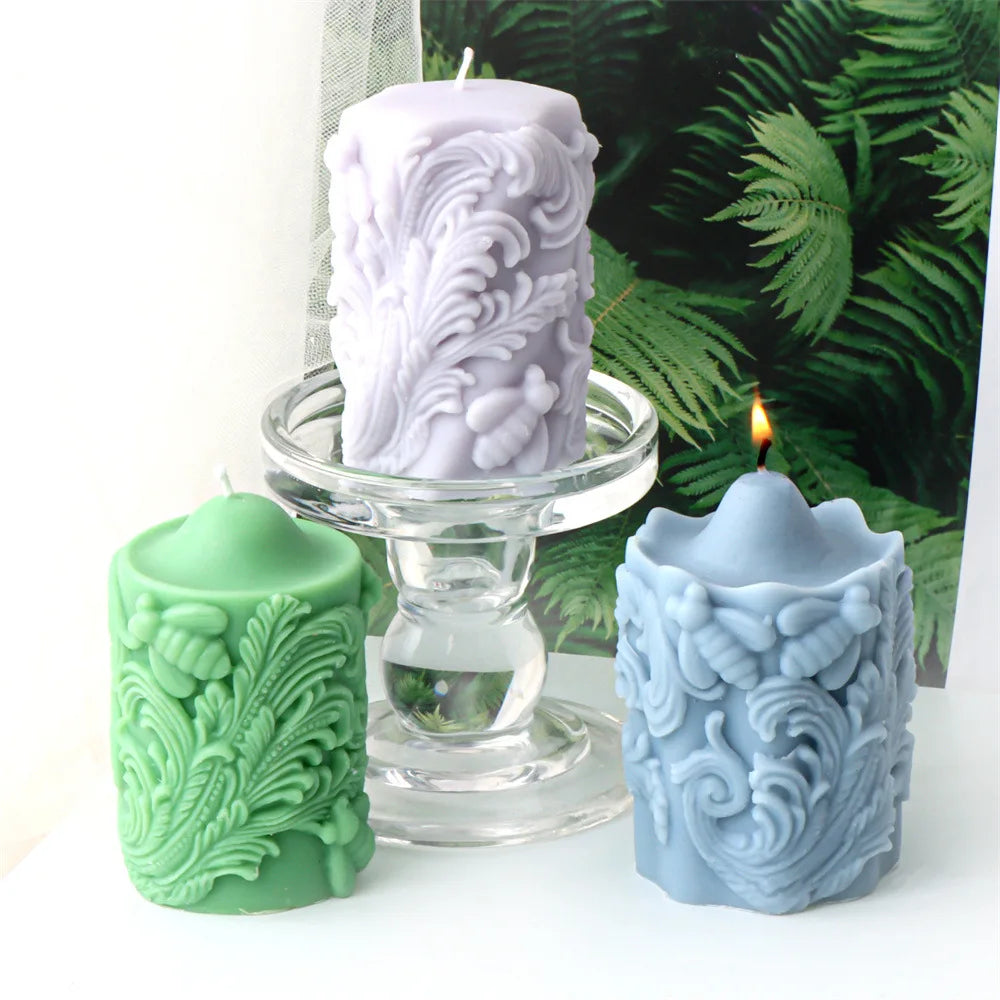 Honey Bee Blossom Pillar Candle Mold