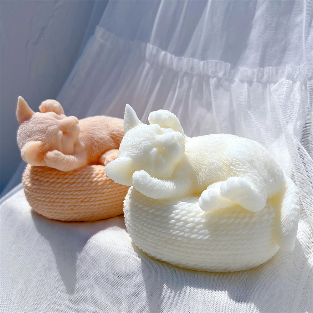 Cute Cat Statue Silicone Candle Mold