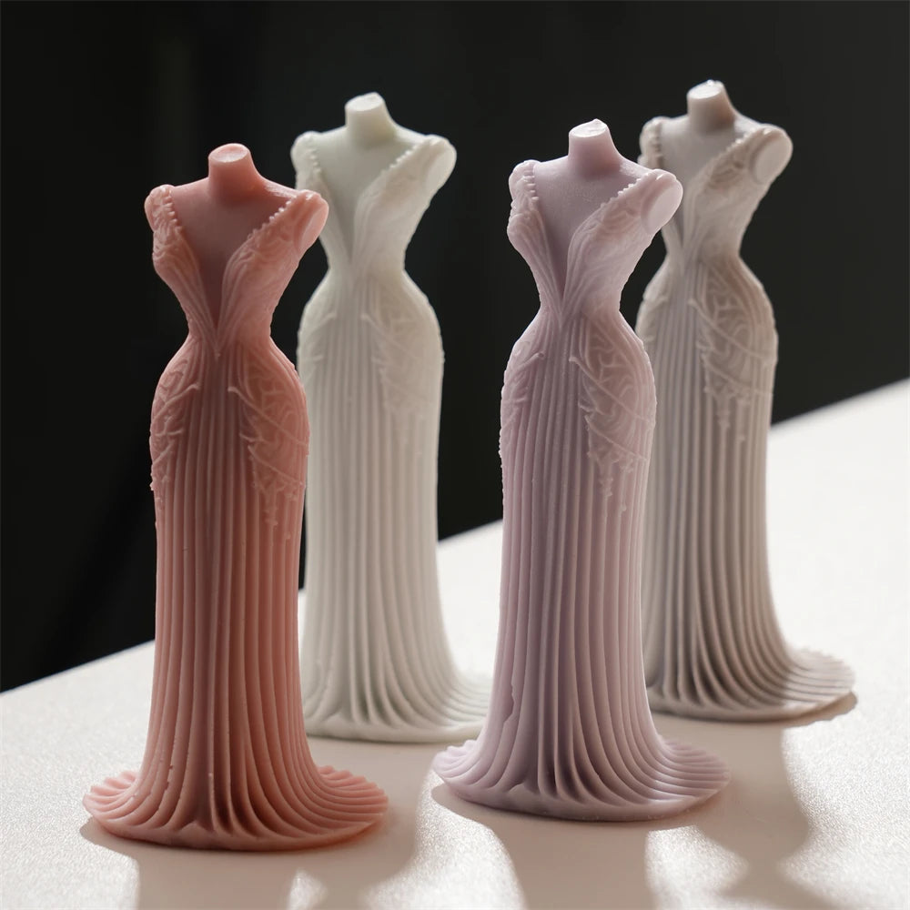 3D Wedding Dress Silicone Candle Mold