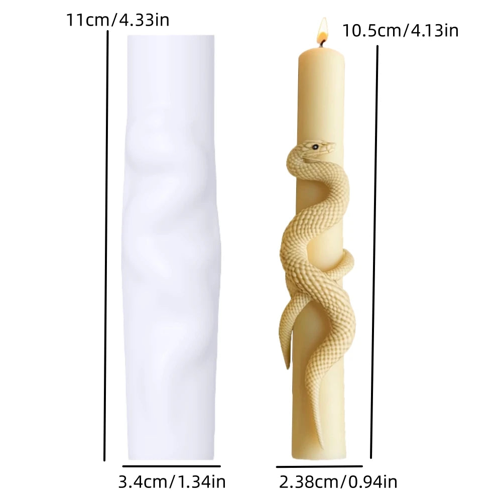 DIY Spiral Snake Relief Long Pole Candle Silicone Mold