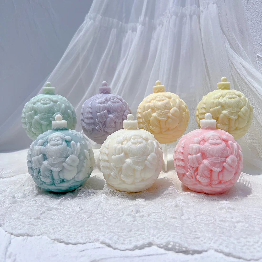 Five Designs Christmas Ball Silicone Candle Molds