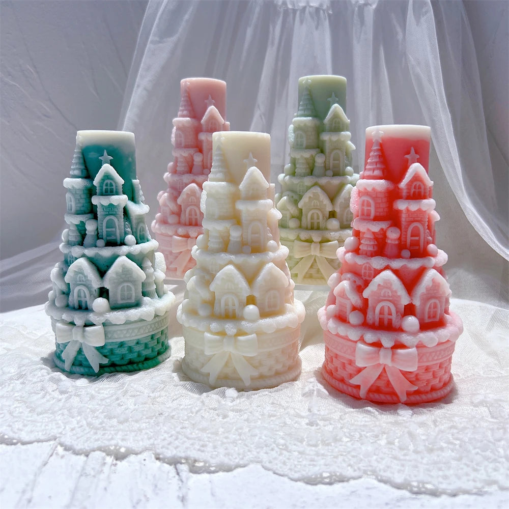 Bows Castle Christmas Silicone Candle Mold β Cake Design DIY Wax Mold