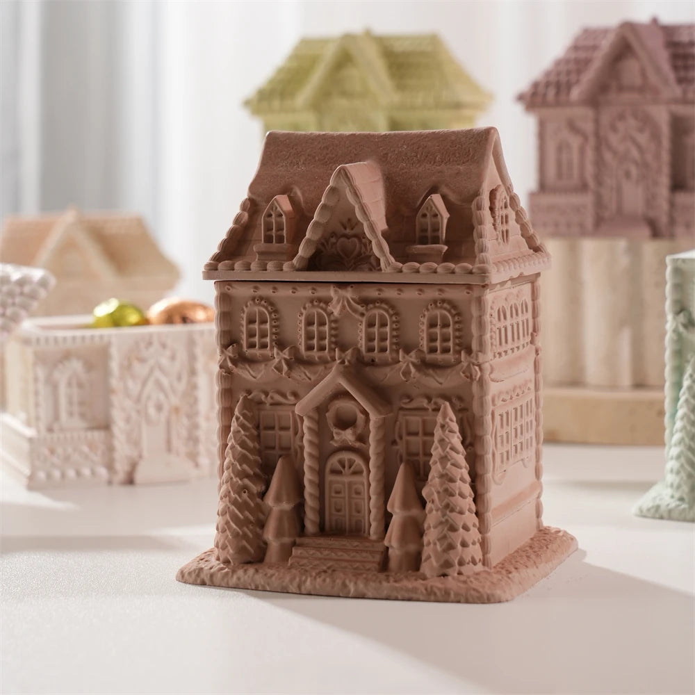 Gingerbread House Candle Jar Mold for DIY Christmas Candles