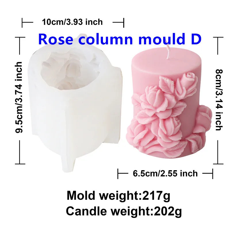 Rose Column Candle Silicone Mold