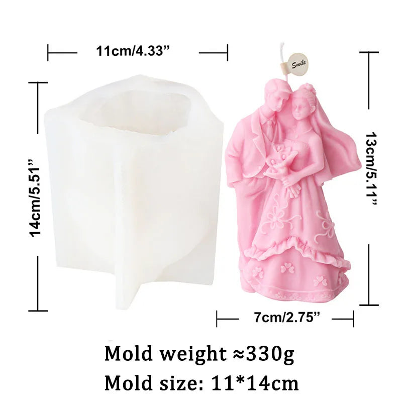 Bride and groom Wedding Ceremony Candle Mold Silicone