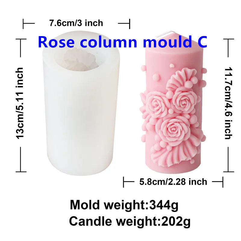 Rose Column Candle Silicone Mold