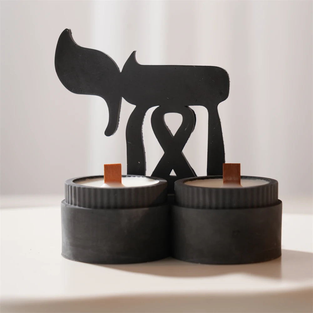 Shabbat Chai Concrete Candle Vessel Silicone Mold
