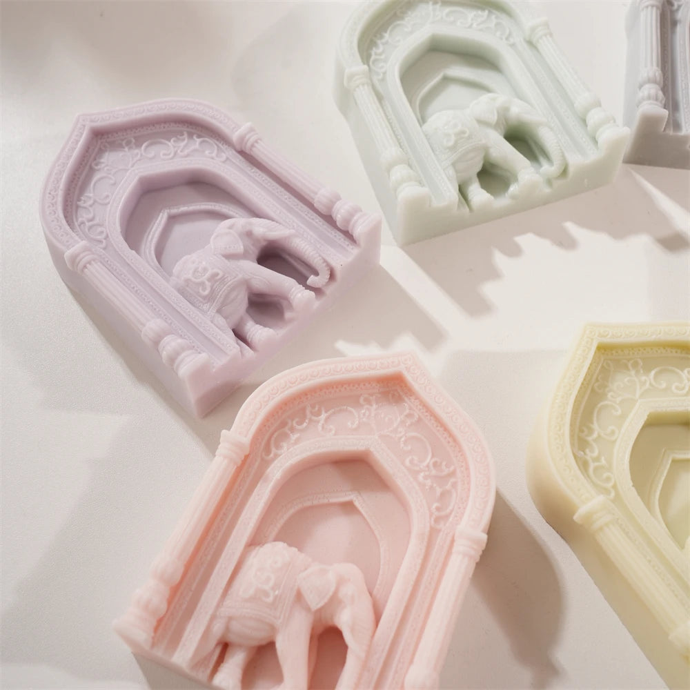 Mughal Boho Elephant Arch Silicone Candle Mold