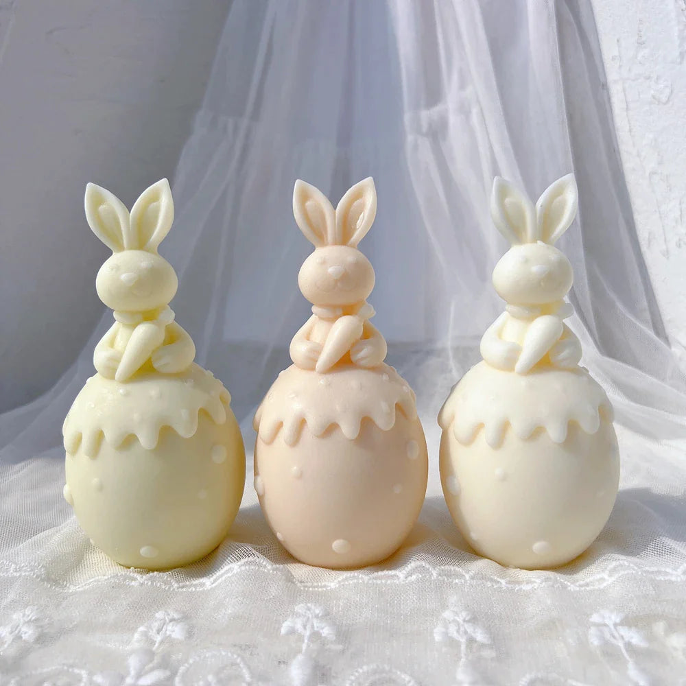 Three Designs Easter Egg Rabbit Silicone Candle Molds