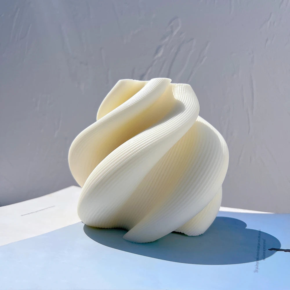 Big Size Geometric Wave Twirl Candle Mold