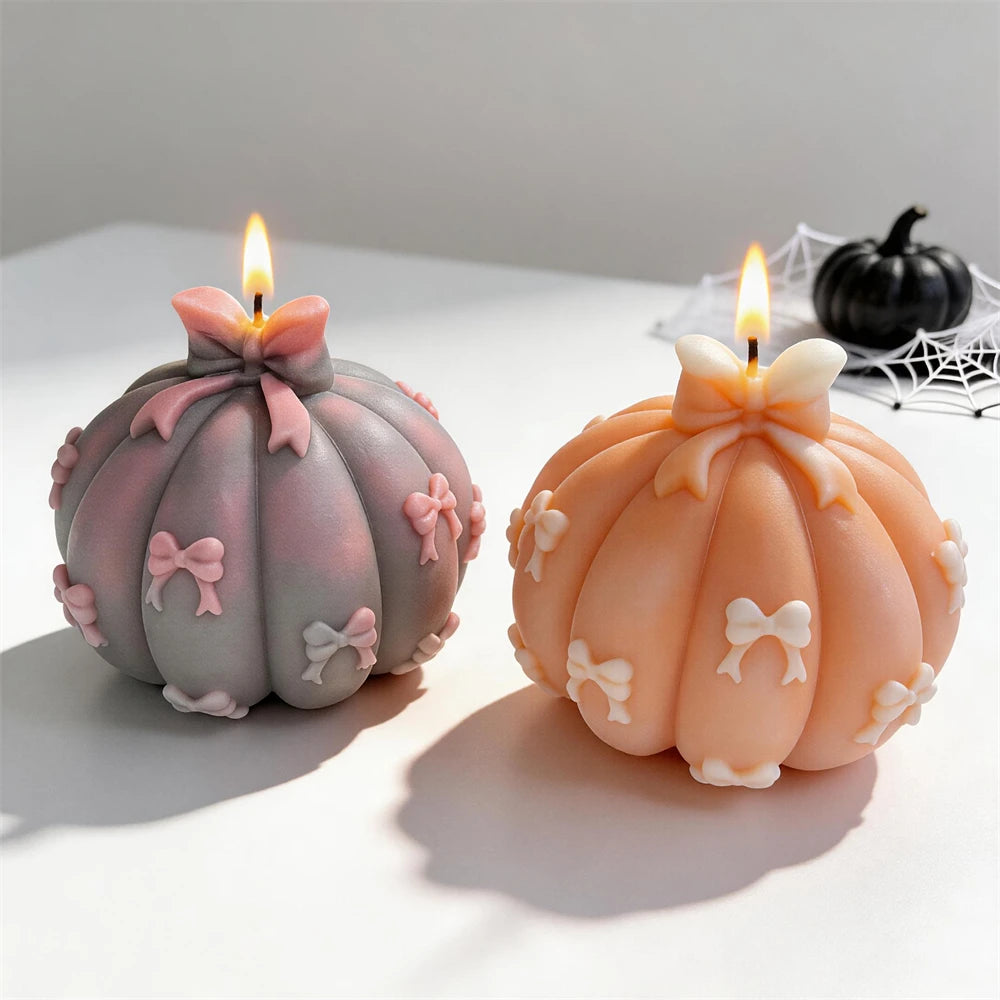 Bowknot Pumpkin Silicone Candle Mold for Festive Decor