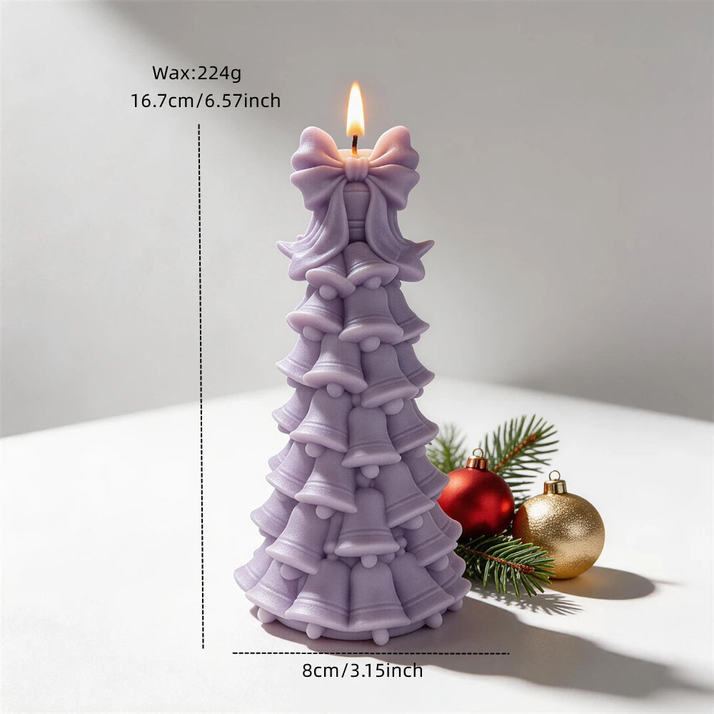 Christmas bell tree candle measuring 16.7 centimetres tall