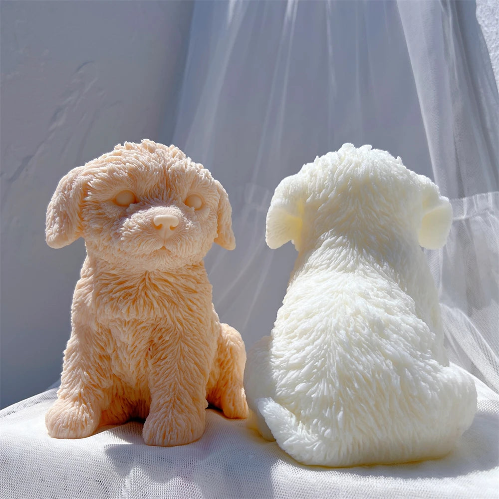 Cute Labradoodle Dog Silicone Candle Mold