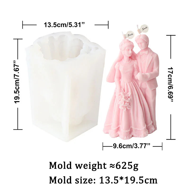 Bride and groom Wedding Ceremony Candle Mold Silicone