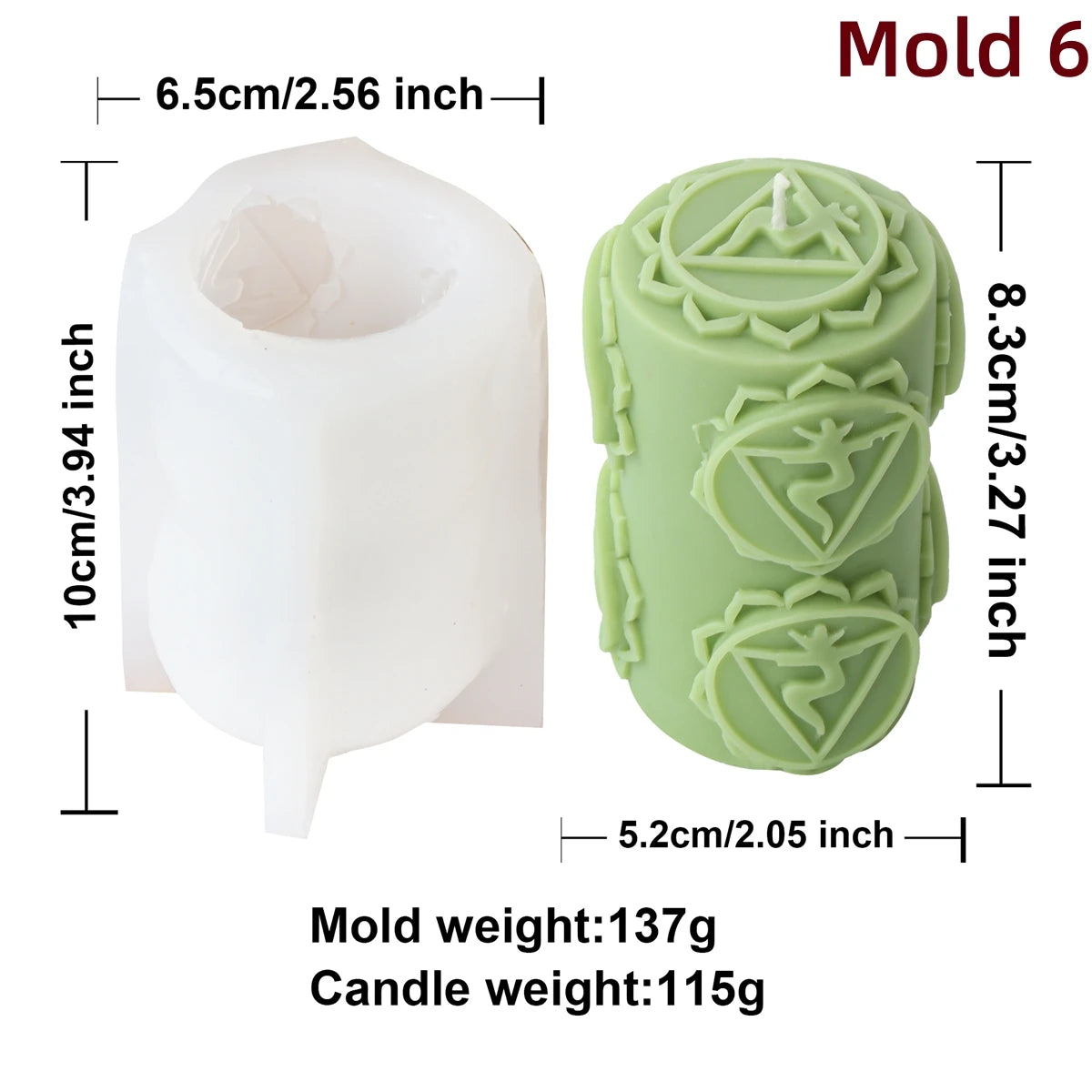 Chakras Pillar Silicone Candle Mold
