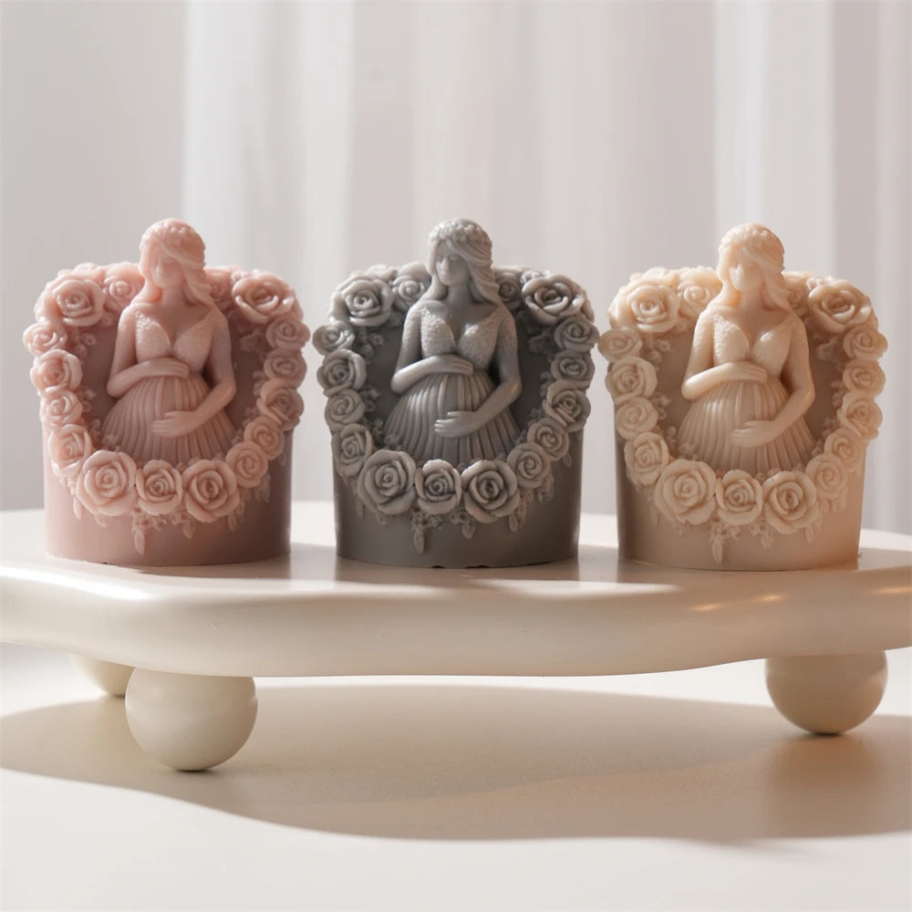 Floral Pregnant Mother Silicone Candle Mold