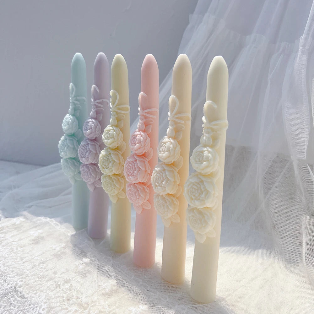 21.5CM Tall Taper Rose Candle Mold