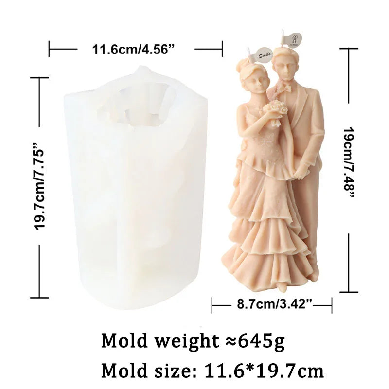 Bride and groom Wedding Ceremony Candle Mold Silicone