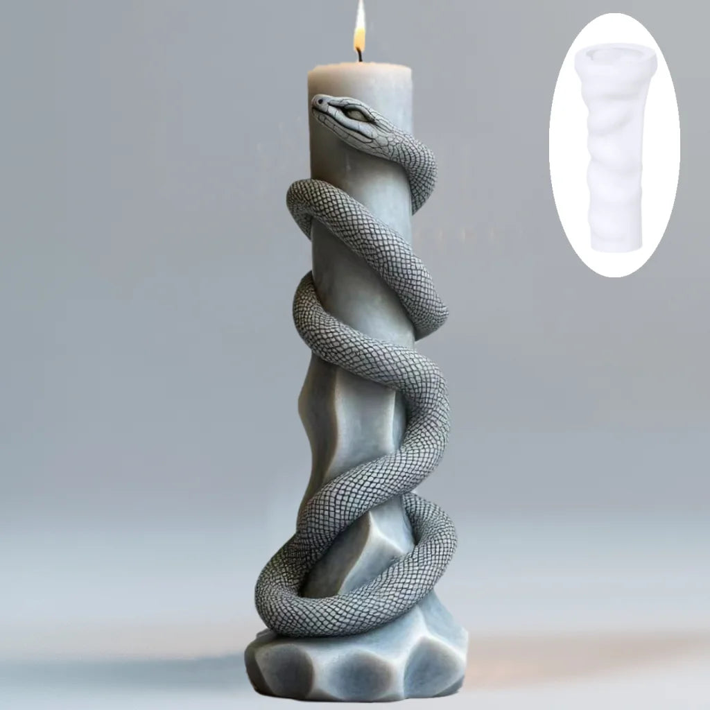 DIY Spiral Snake Relief Long Pole Candle Silicone Mold