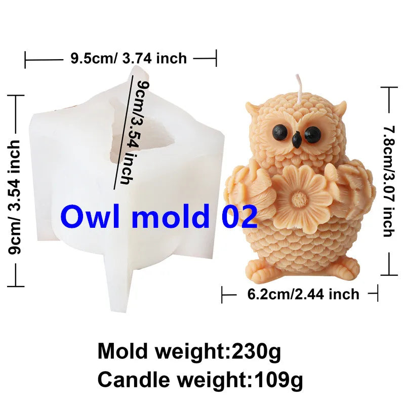 3D Owl Silicone Candle Mold