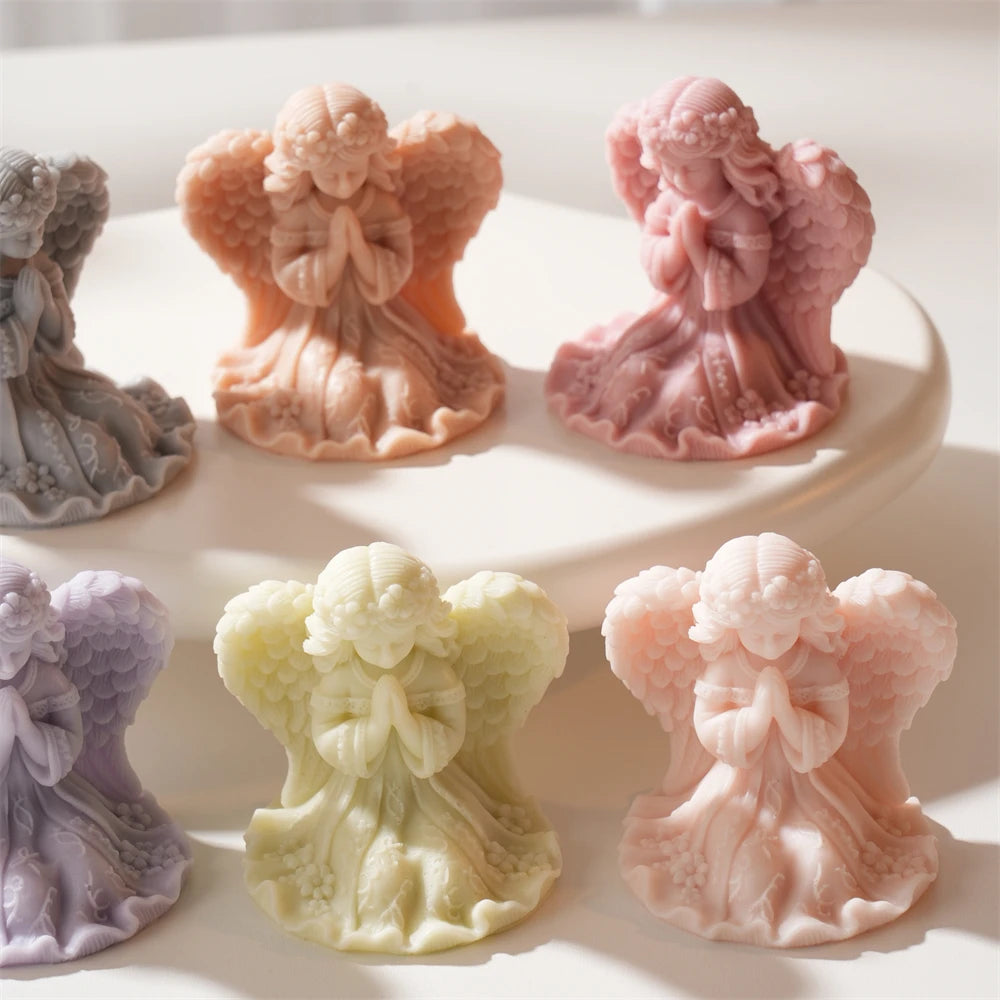 Cute Prayer Angel Candle Silicone Mold for DIY