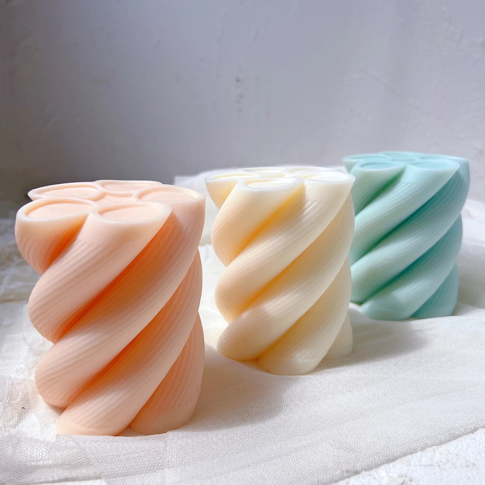 Ribbed Swirl Twisted Candle Silicone Mold