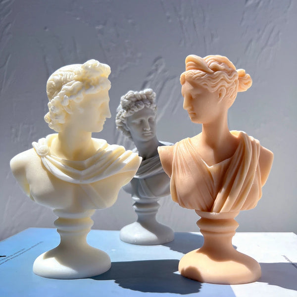 Greek Sculpture Roman Apollo Artemis Diana Bust Silicone Candle Mold