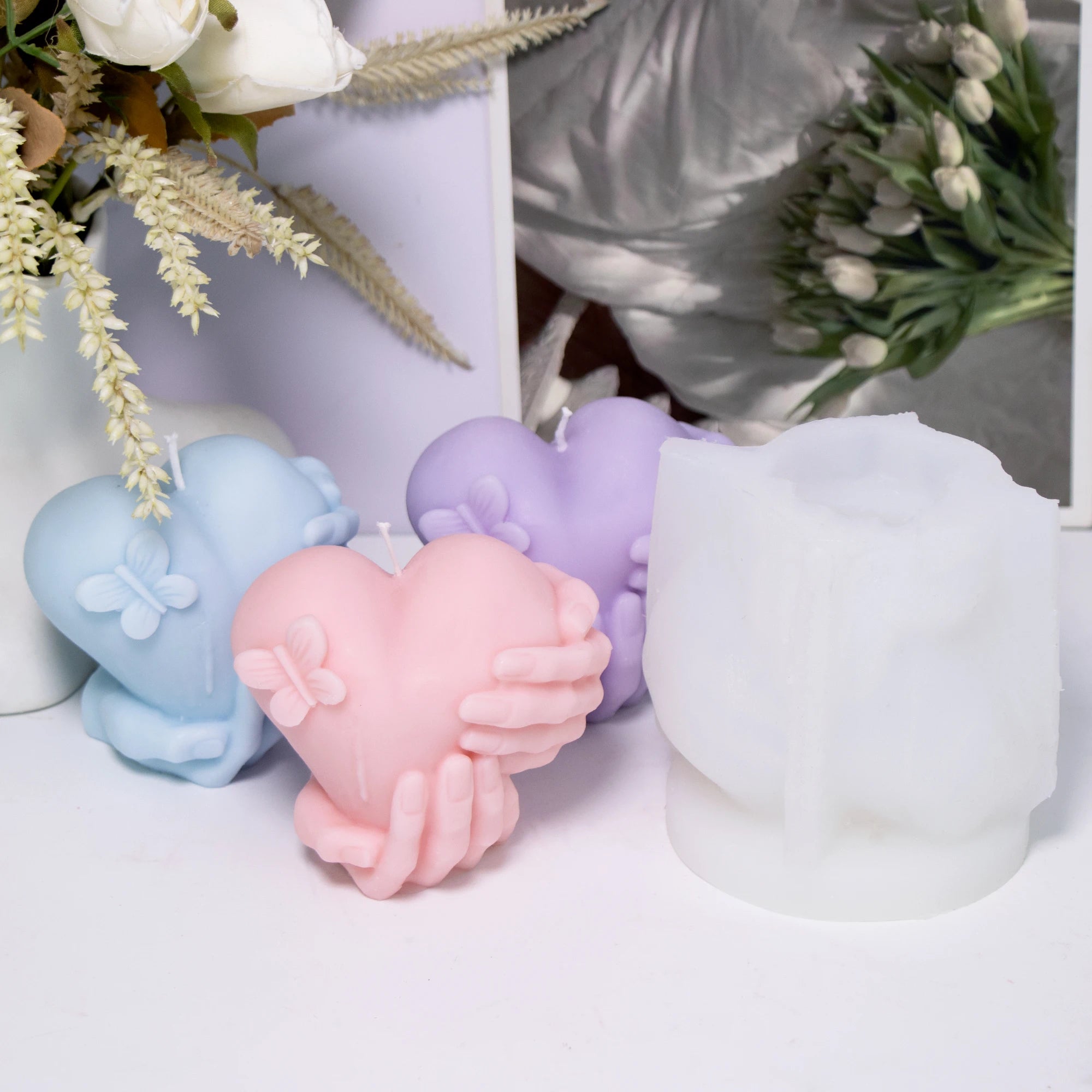 Holding Heart Hand Silicone Candle Mold