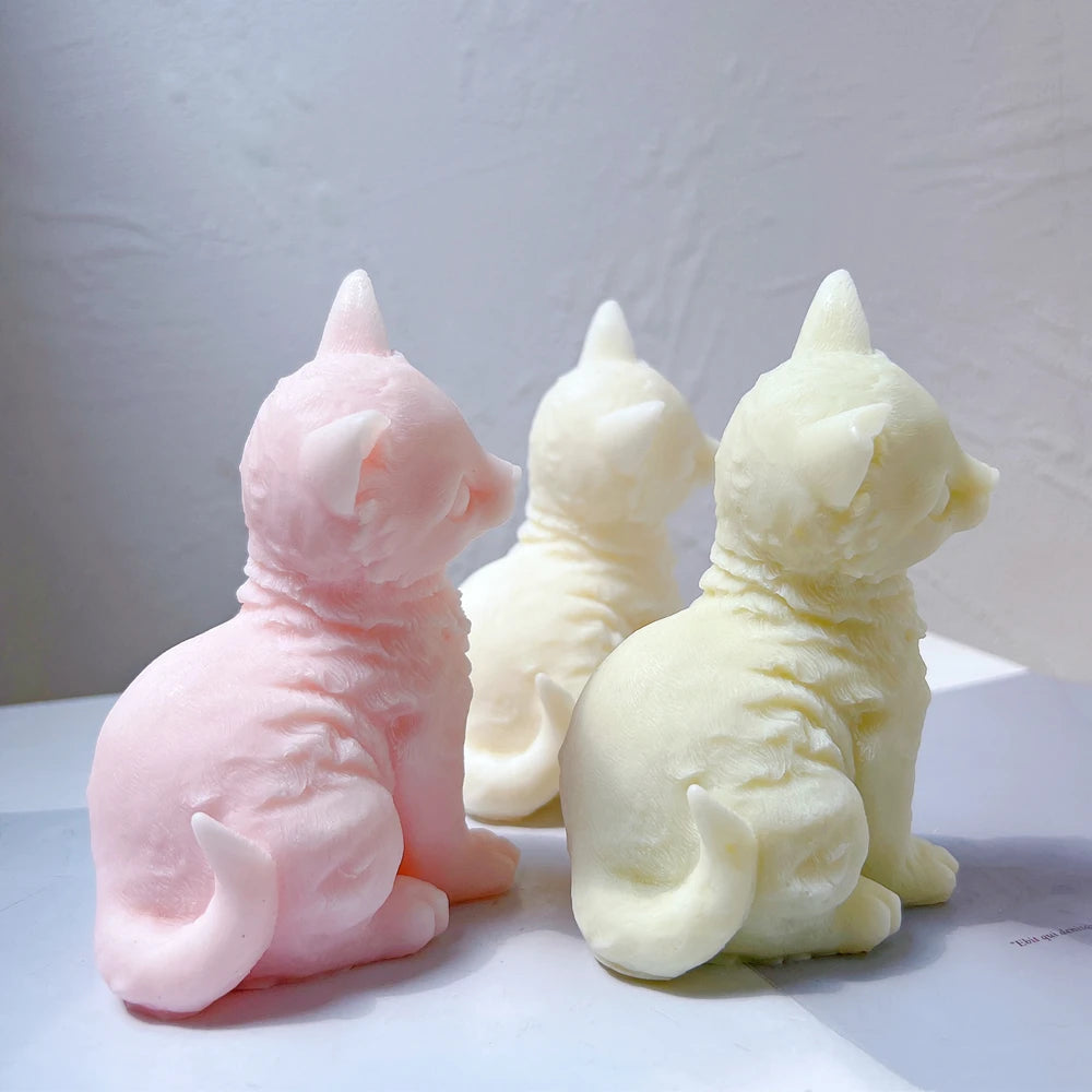 Sitting Cute Cat Silicone Candle Mold