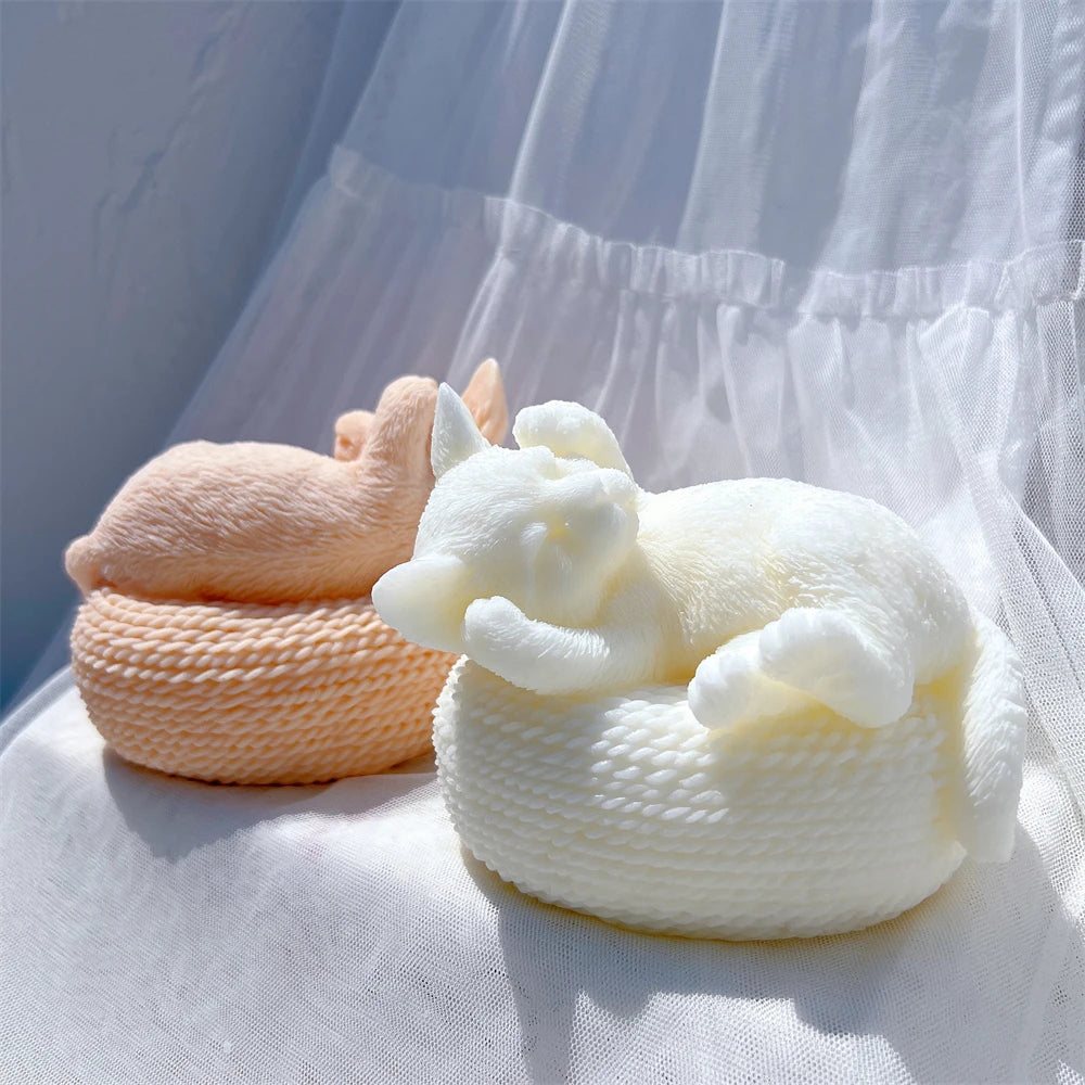 Cute Cat Statue Silicone Candle Mold