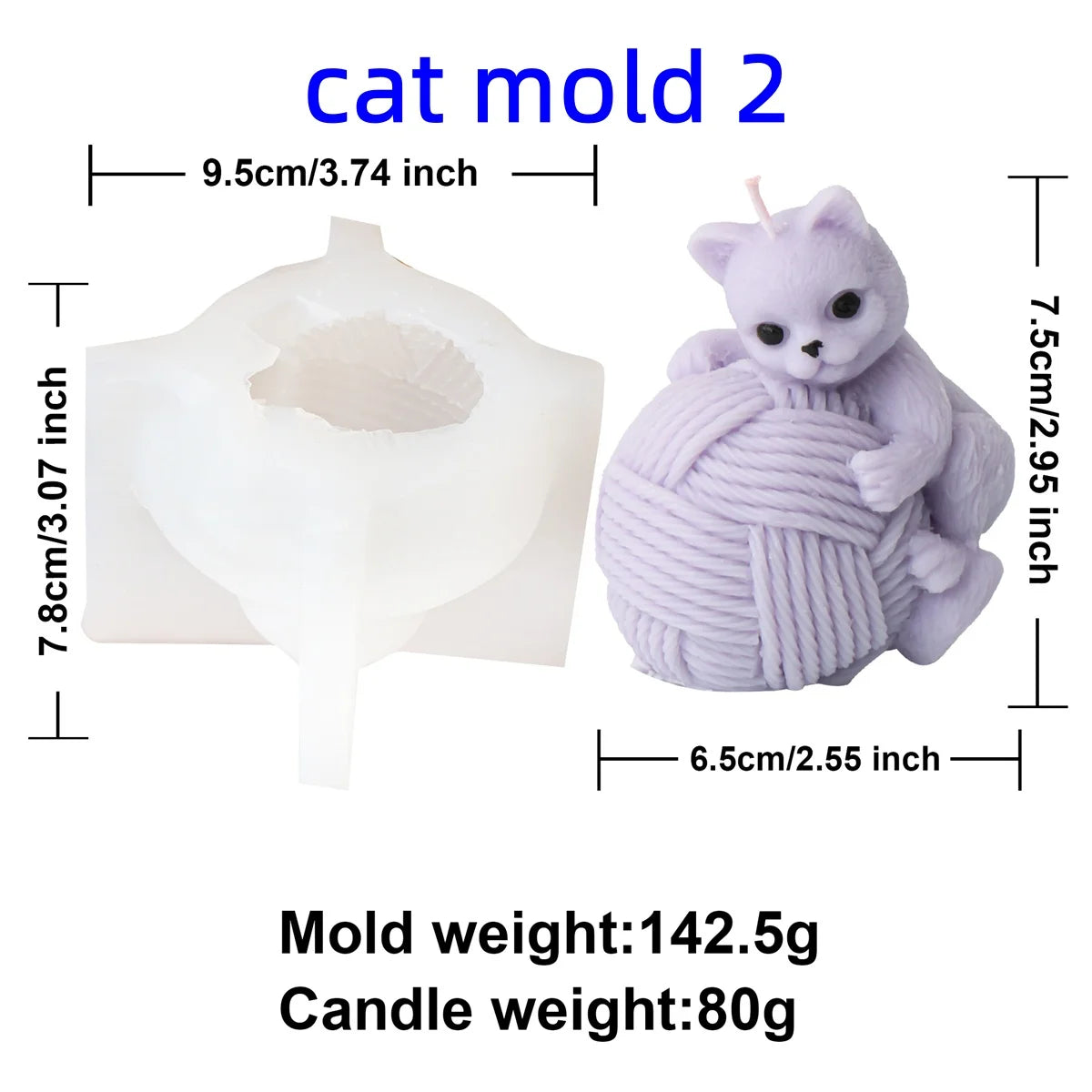 Wool Ball Kitten Candle Molds