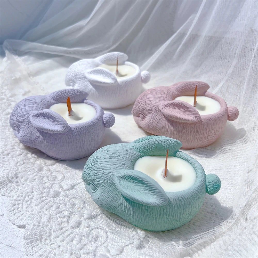 Cute Rabbit Candle Holder Silicone Mold