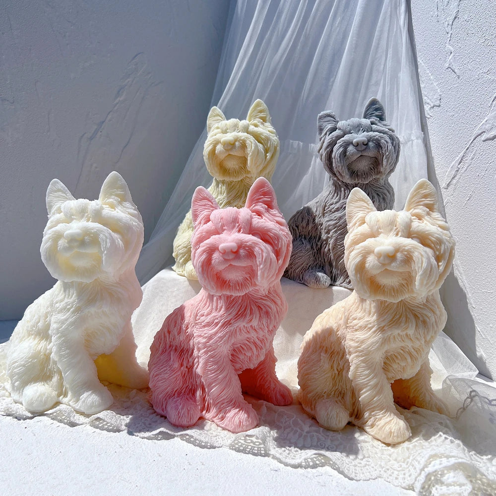Yorkshire Terrier Dog Statue Candle Silicone Mold