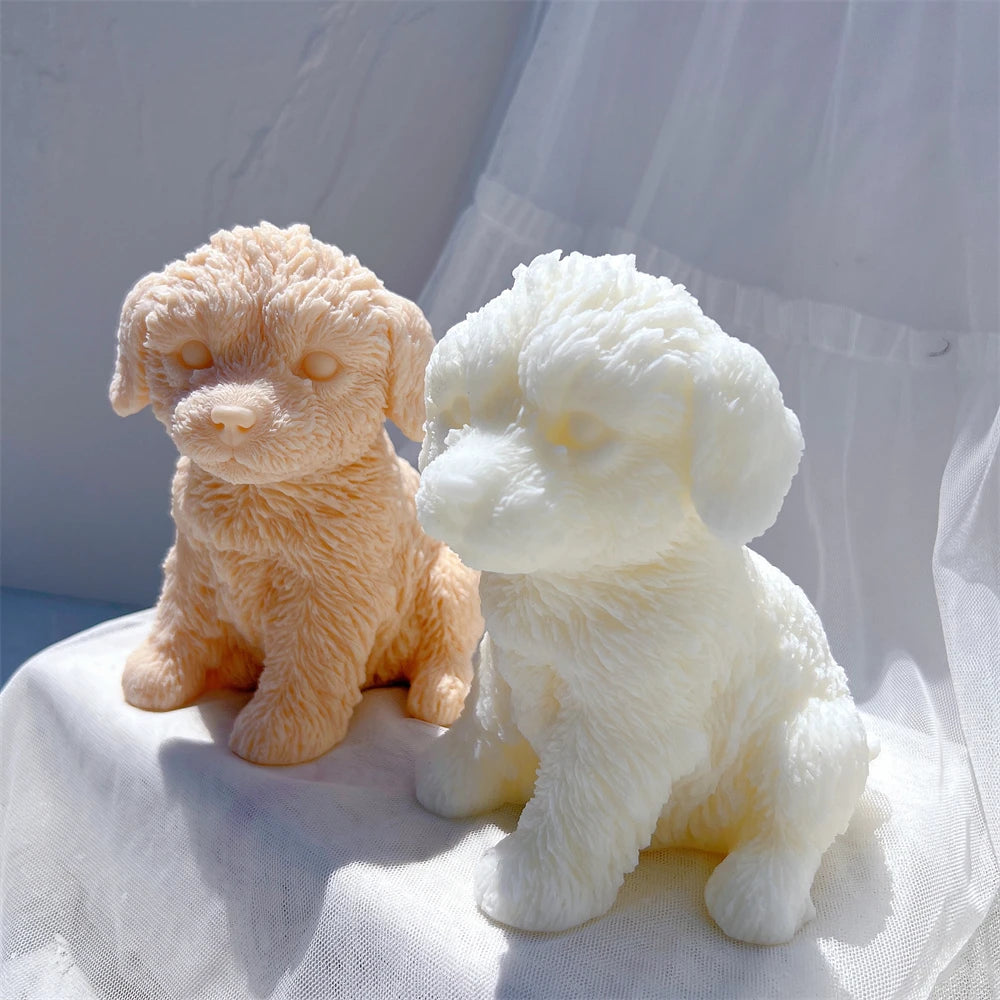 Cute Labradoodle Dog Silicone Candle Mold