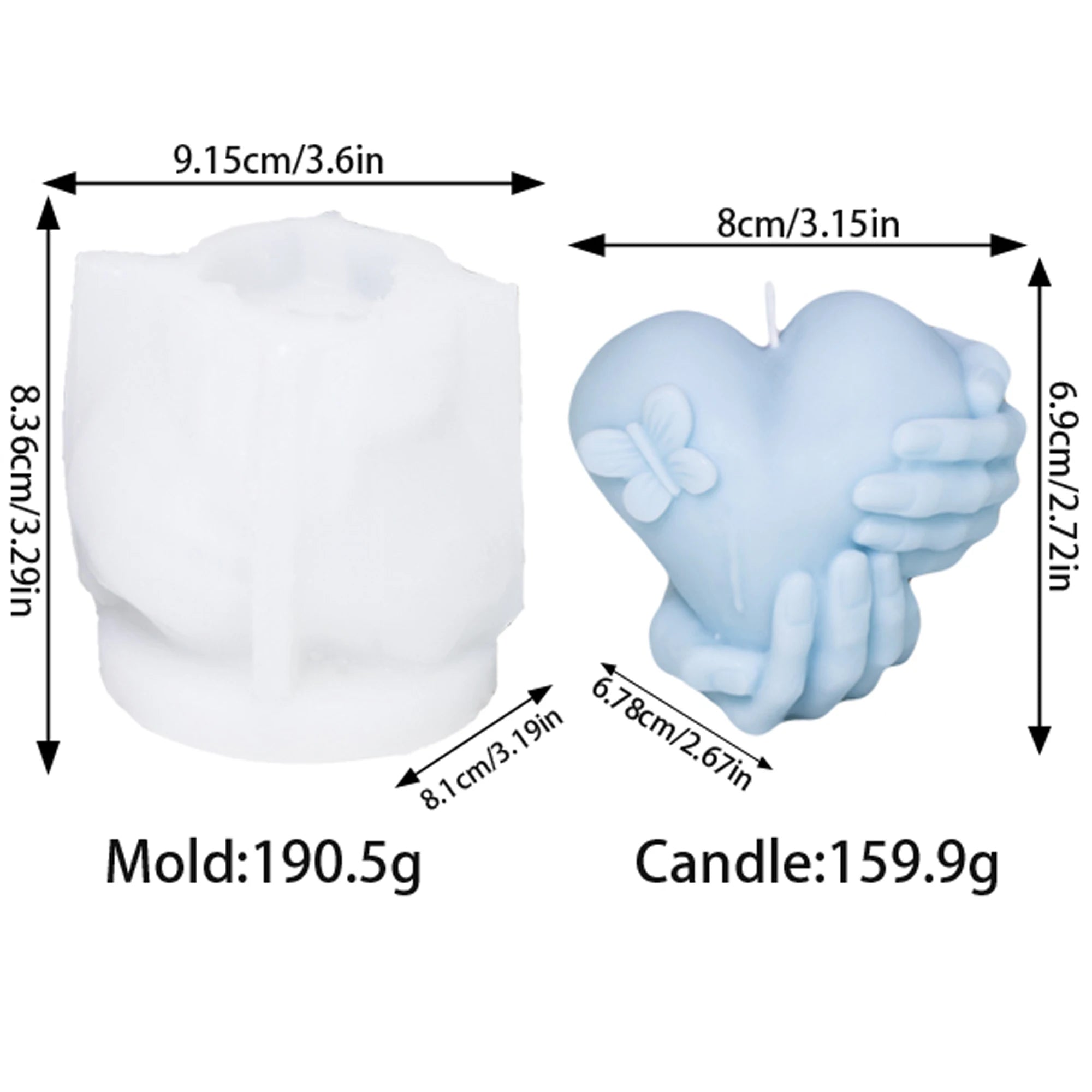 Holding Heart Hand Silicone Candle Mold