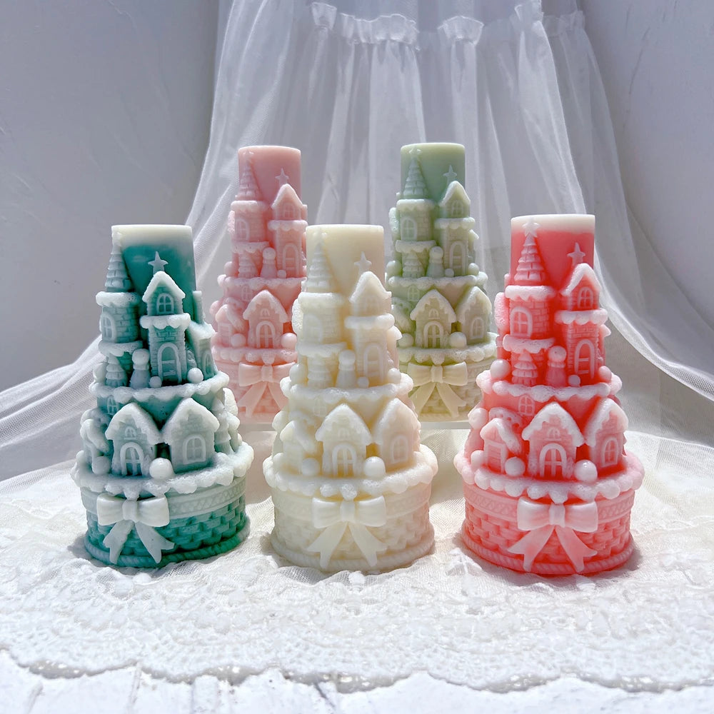 Bows Castle Christmas Silicone Candle Mold β Cake Design DIY Wax Mold