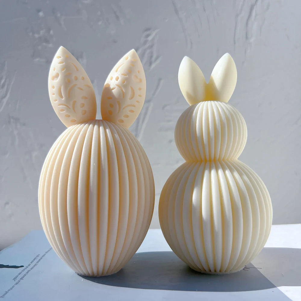 Ribbed Egg Rabbit Ear Candle Mold