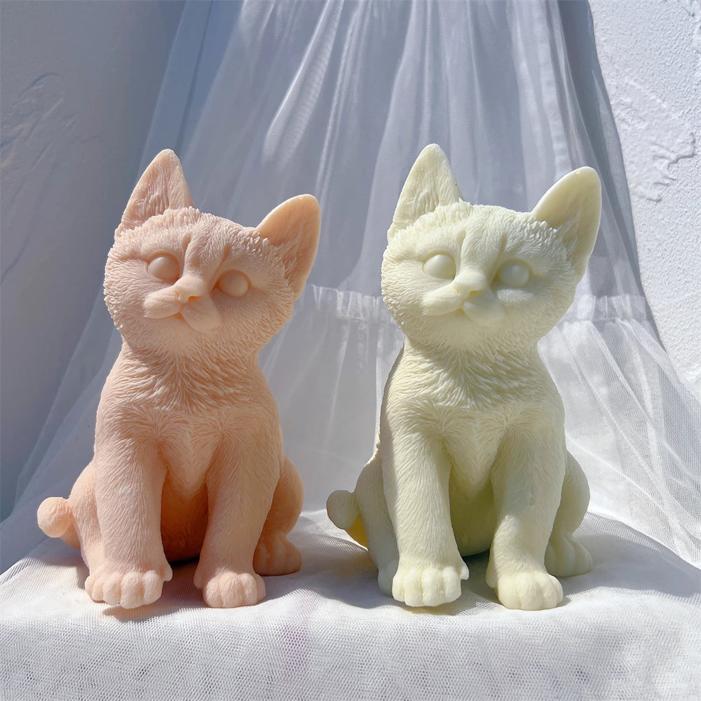 Sitting Tabby Cat Candle Silicone Mold