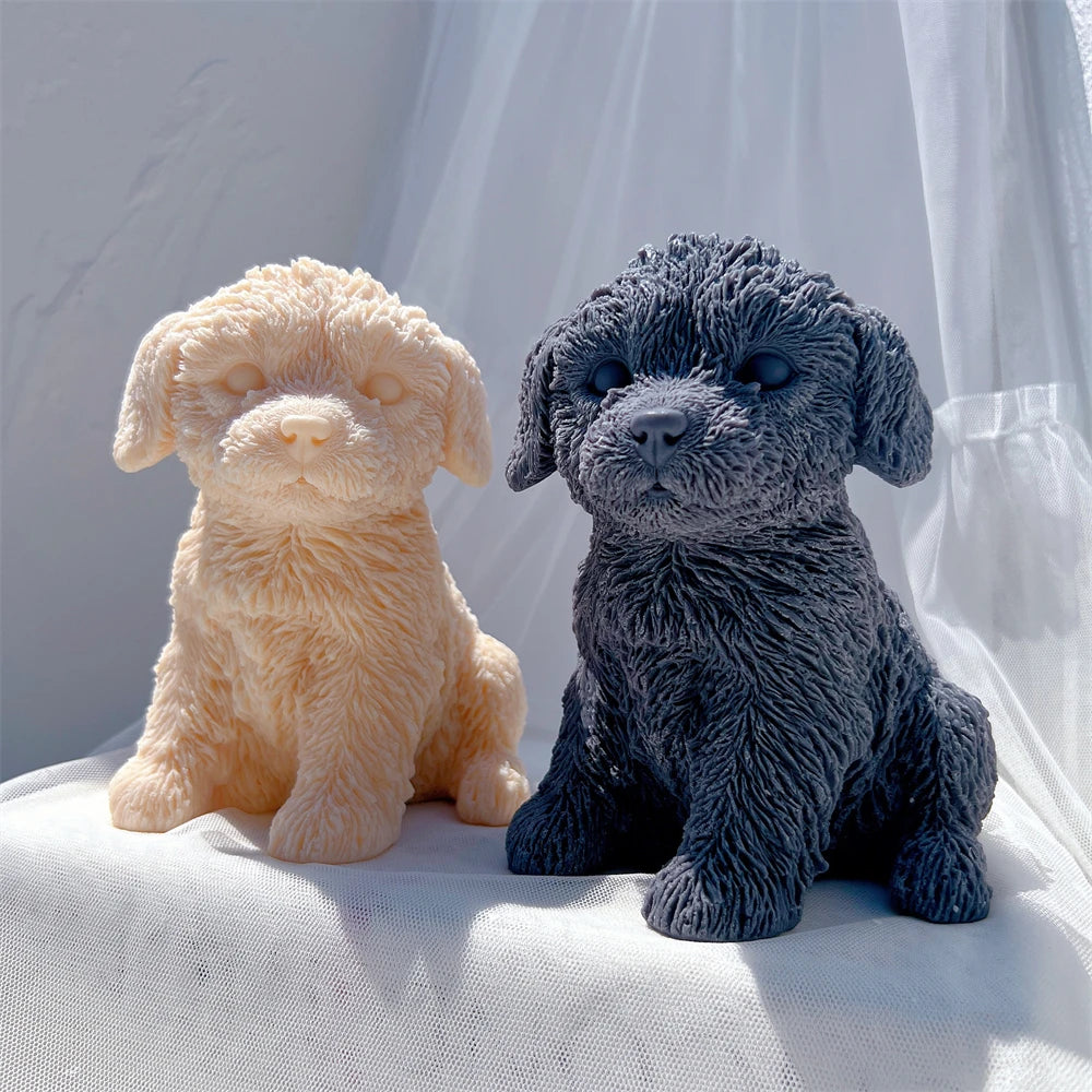 Cute Labradoodle Dog Silicone Candle Mold