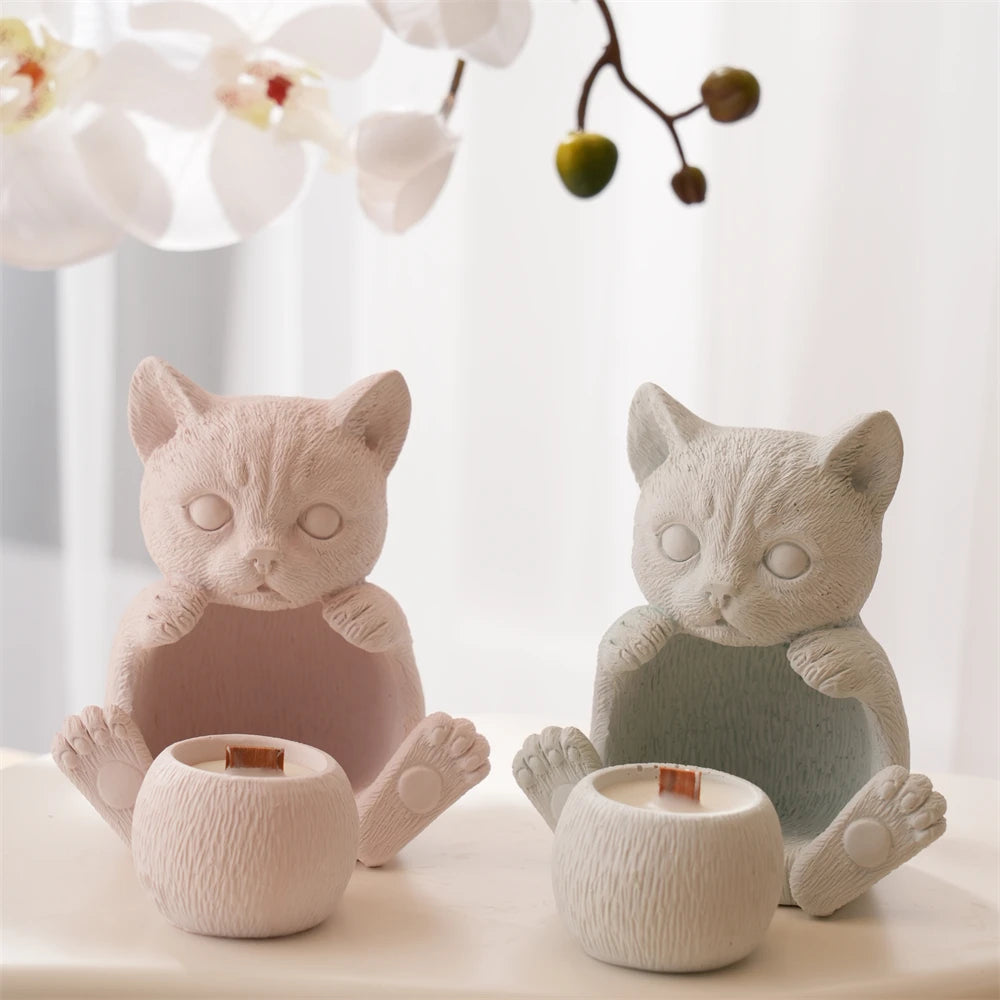 French Bulldog Puppy Hollow Candle Holder Silicone Mold