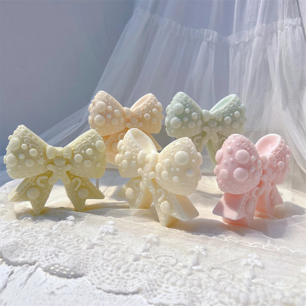 Gingerbread Christmas Bowknot Silicone Candle Mold