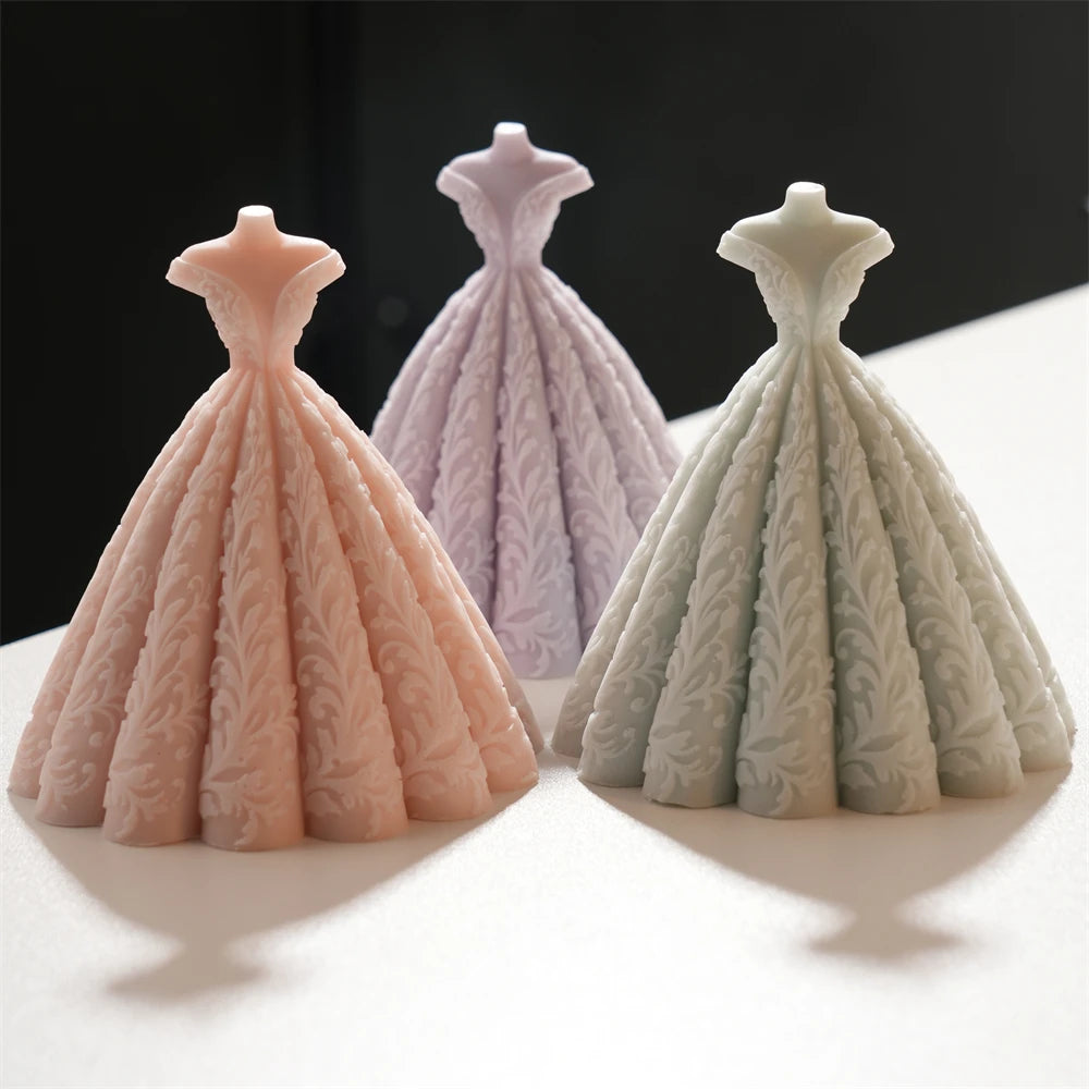 3D Wedding Dress Silicone Candle Mold