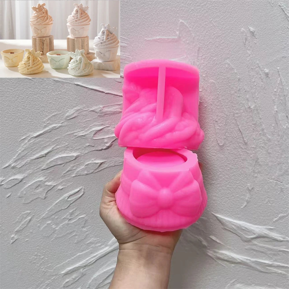 Christmas Cupcake Candle Holder Mold with Lid