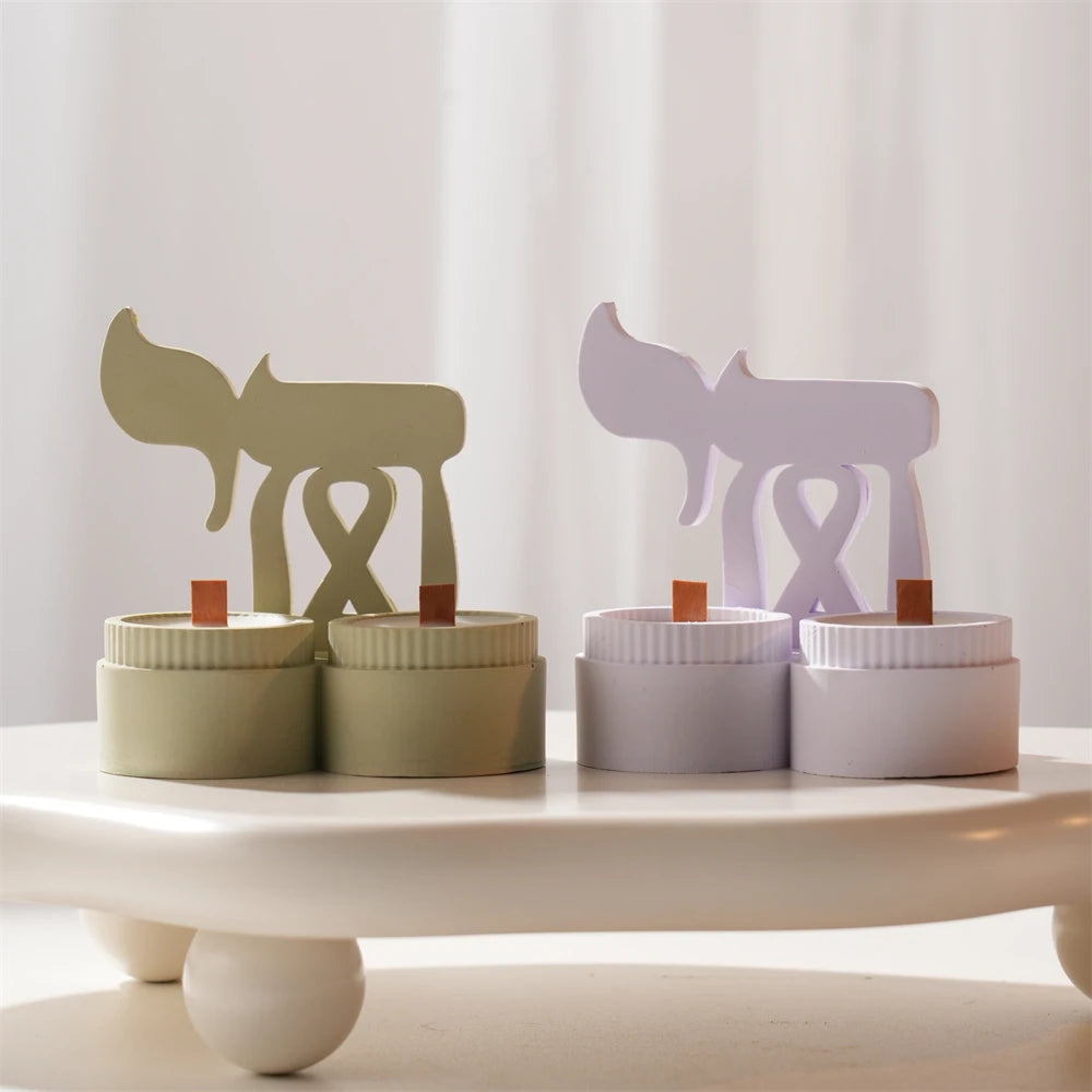 Shabbat Chai Concrete Candle Vessel Silicone Mold