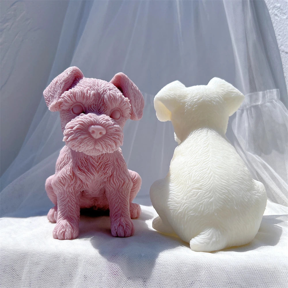 Schnauzer Puppy Figurine Silicone Candle Mold