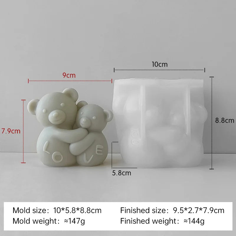 3D Love Bear Aroma Candle Silicone Mold