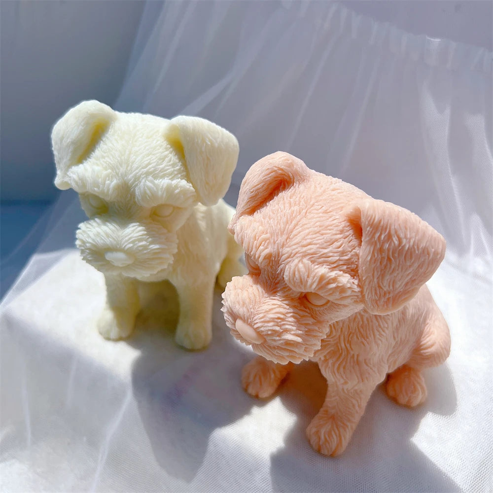 Schnauzer Puppy Figurine Silicone Candle Mold
