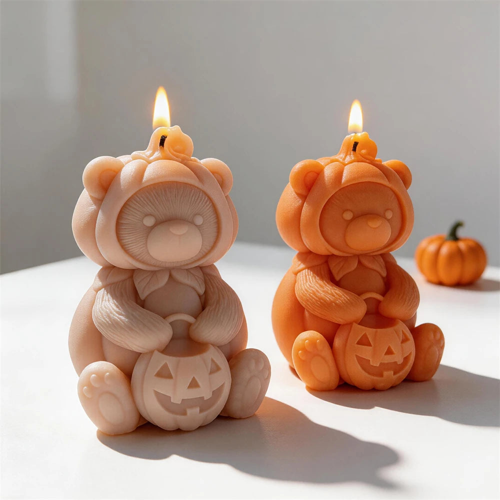 Trick or Treat Pumpkin Bear Silicone Candle Mold